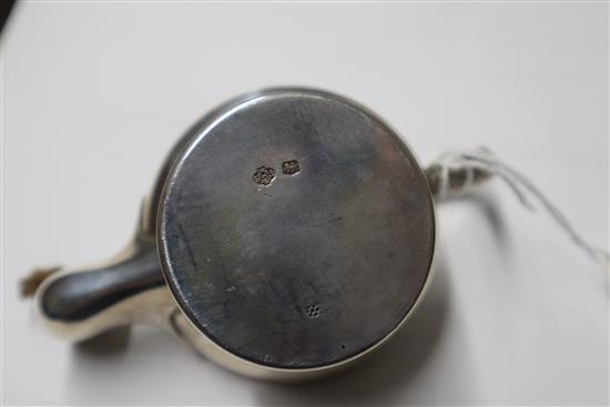 A late Victorian silver tobacco box, a silver tri-handled dish and three other items including silver perpetual lighter lamp.